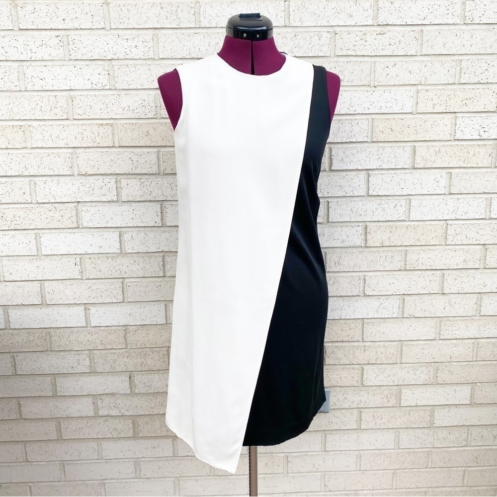 Theory Black & White Shift Sleeveless Dress Size 4